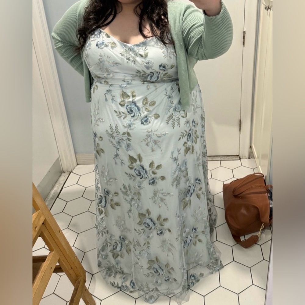 Jenny Yoo Plus Size 32 Light Blue Floral Dress